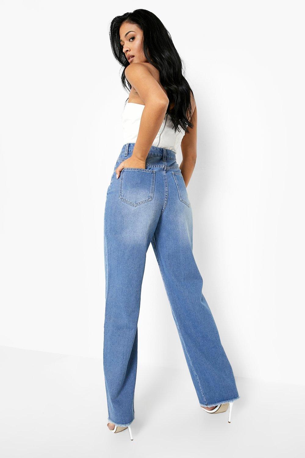 Frayed wide shop leg jeans